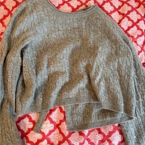 Gray Cable Knit Jcrew cashmere open back Sweater